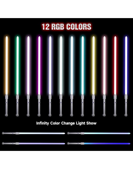 Light Saber with Motion Control, Heavy Dueling Light Sabers Sword Smooth Swing 12 RGB Colors