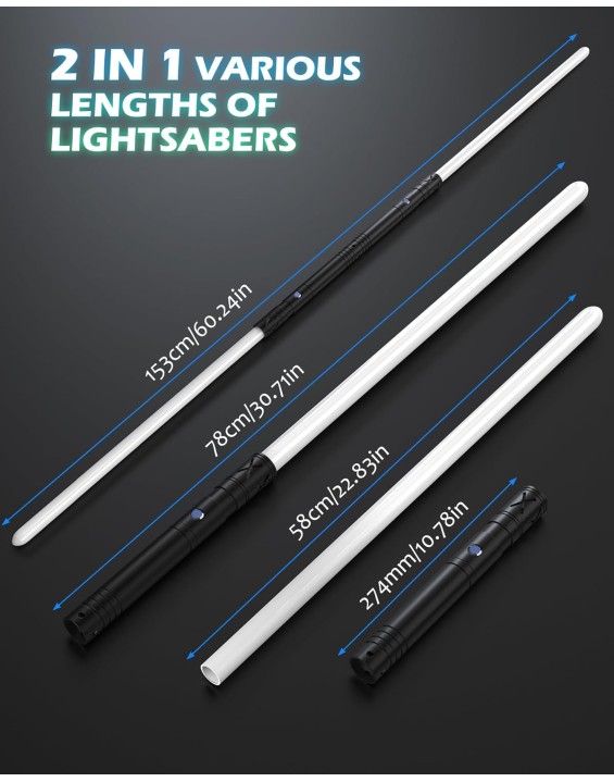 2 Packs Lightsaber Dueling Light Sabers with 4 Character Sound Font 12 RGB Colors